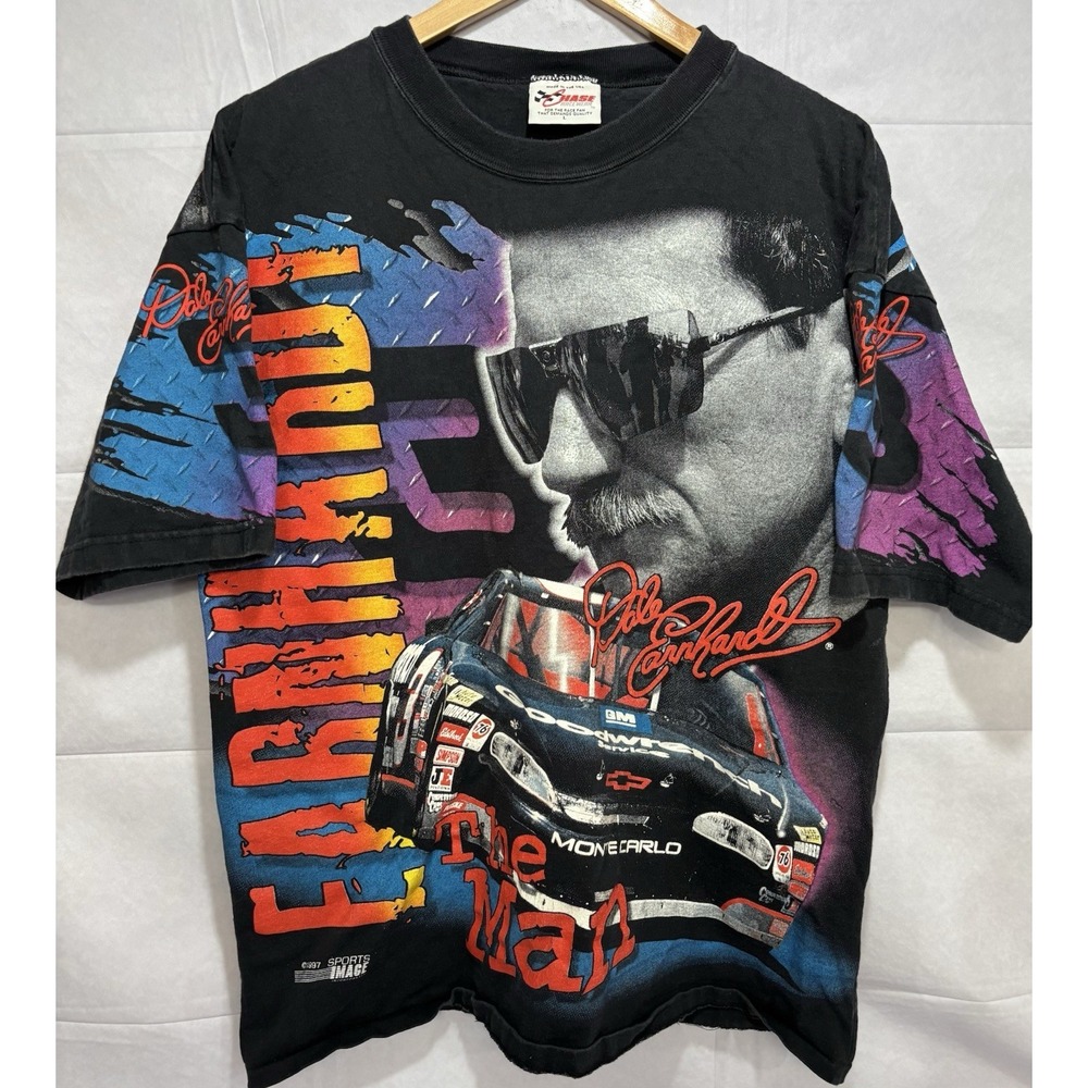 Dale Earnhardt Sr Shirt #3 NASCAR Racing All Over Print Men's Size Large Vintage